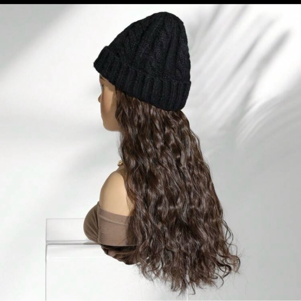 Hair wig with beanie hat